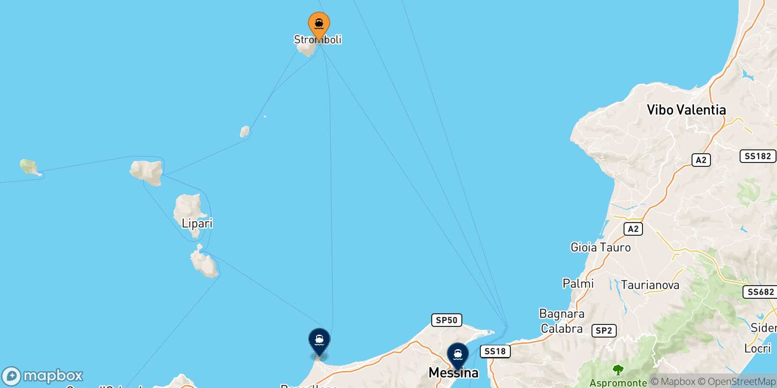 Carte des destinations de Stromboli