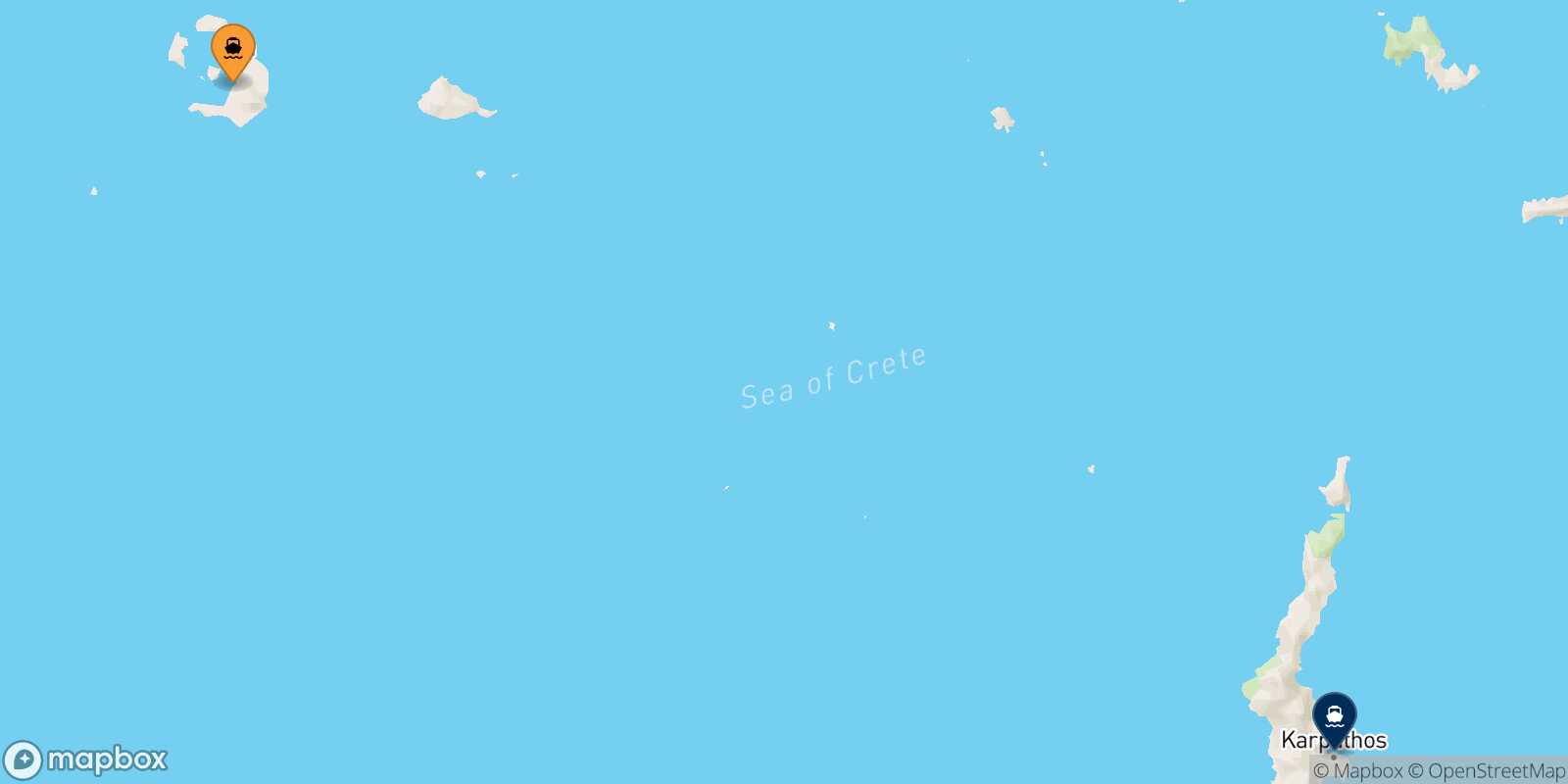 Carte des traverséesThera (Santorin) Karpathos