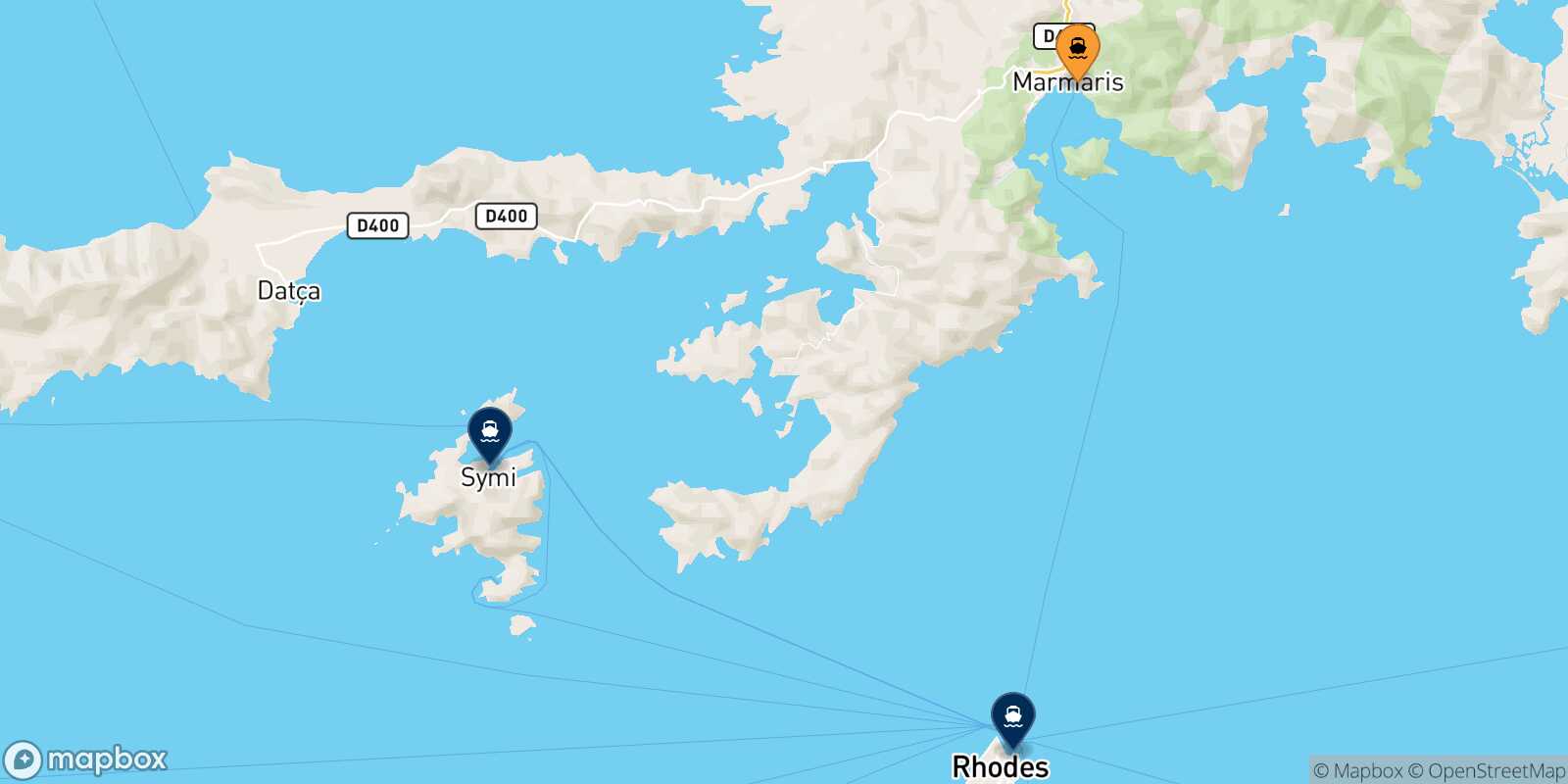 Carte des destinations de Marmaris