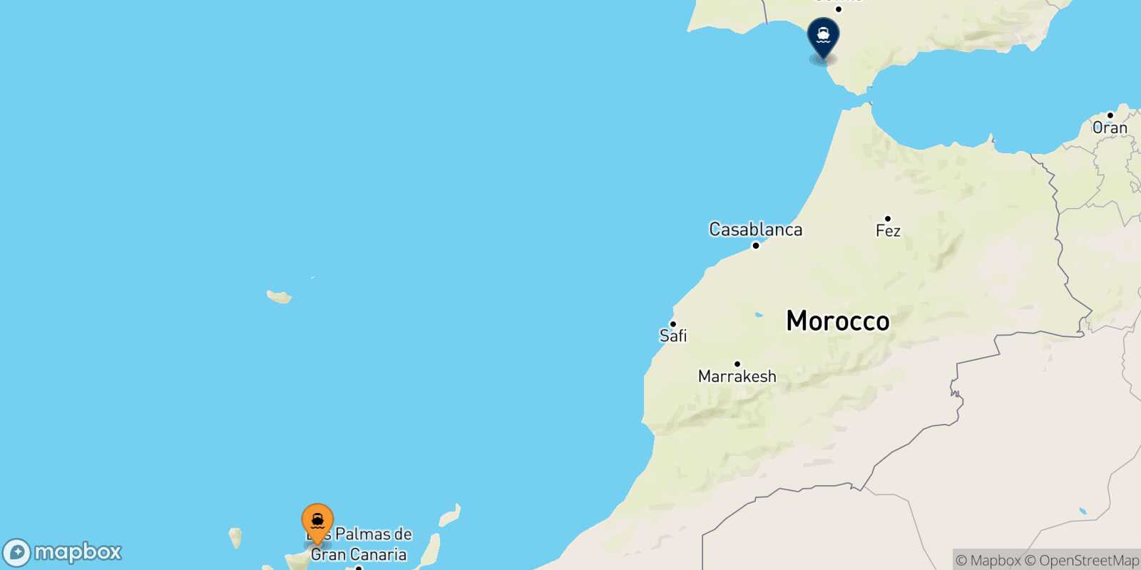 Carte des traverséesSanta Cruz De Tenerife Cadiz