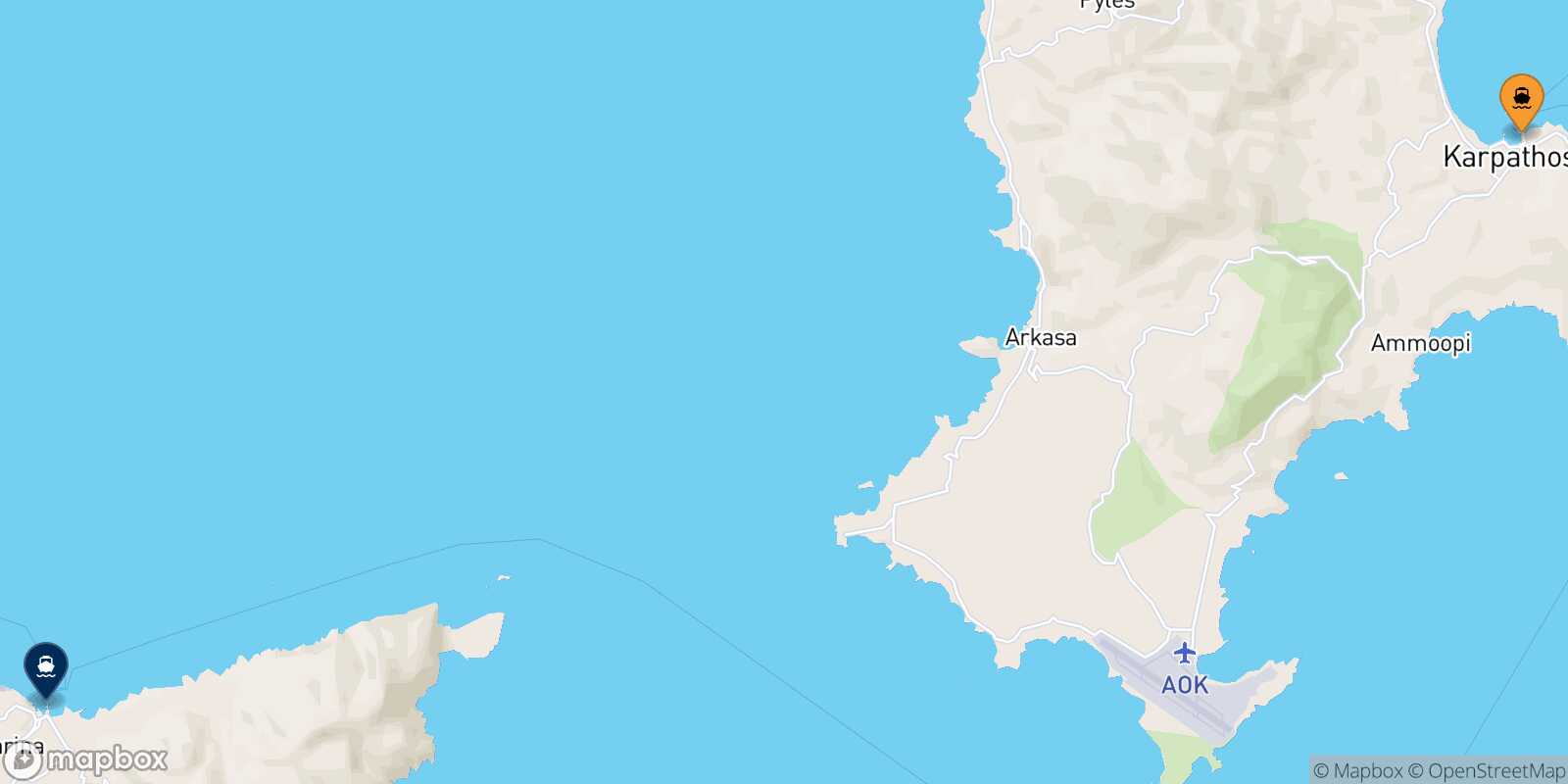 Carte des traverséesDiafani (Karpathos) Kassos
