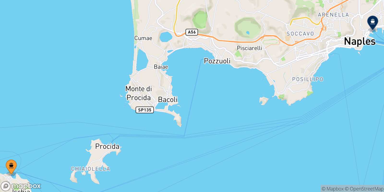 Carte des traverséesForio (Ischia) Naples Beverello