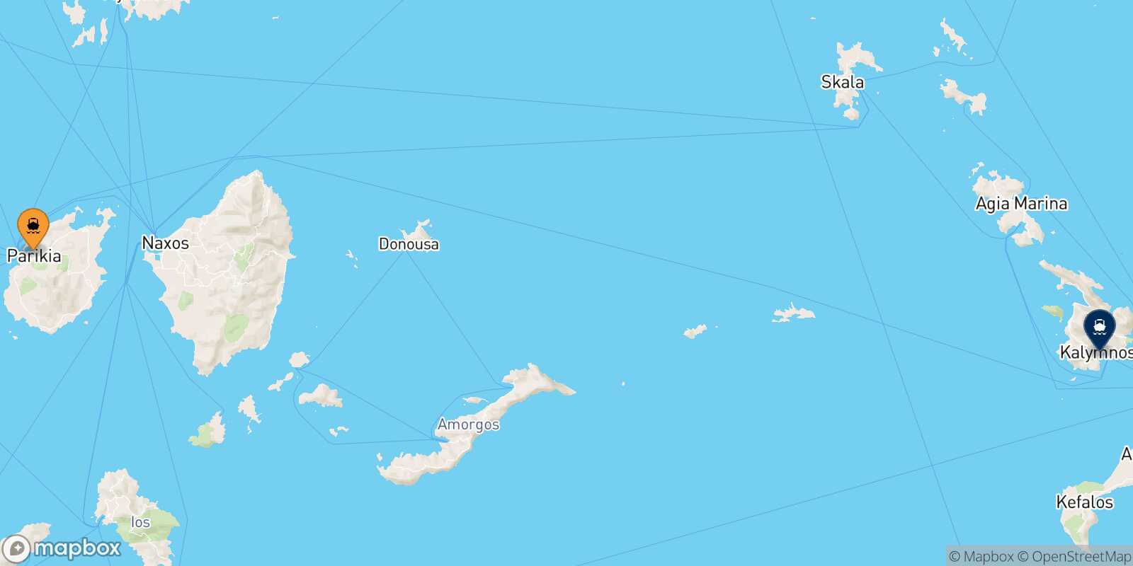 Carte des traverséesParos Kalymnos