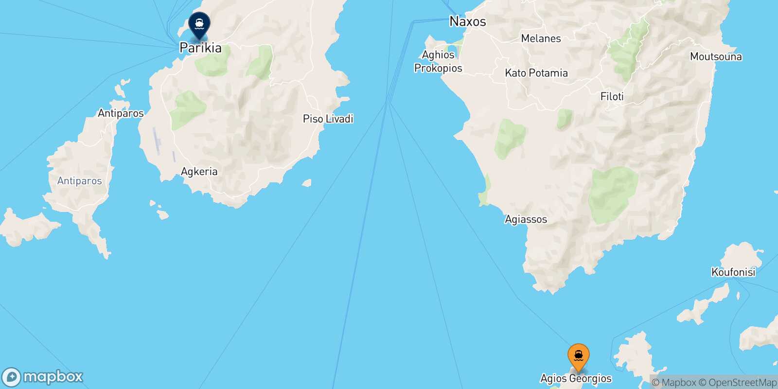 Carte des traverséesIraklia Paros