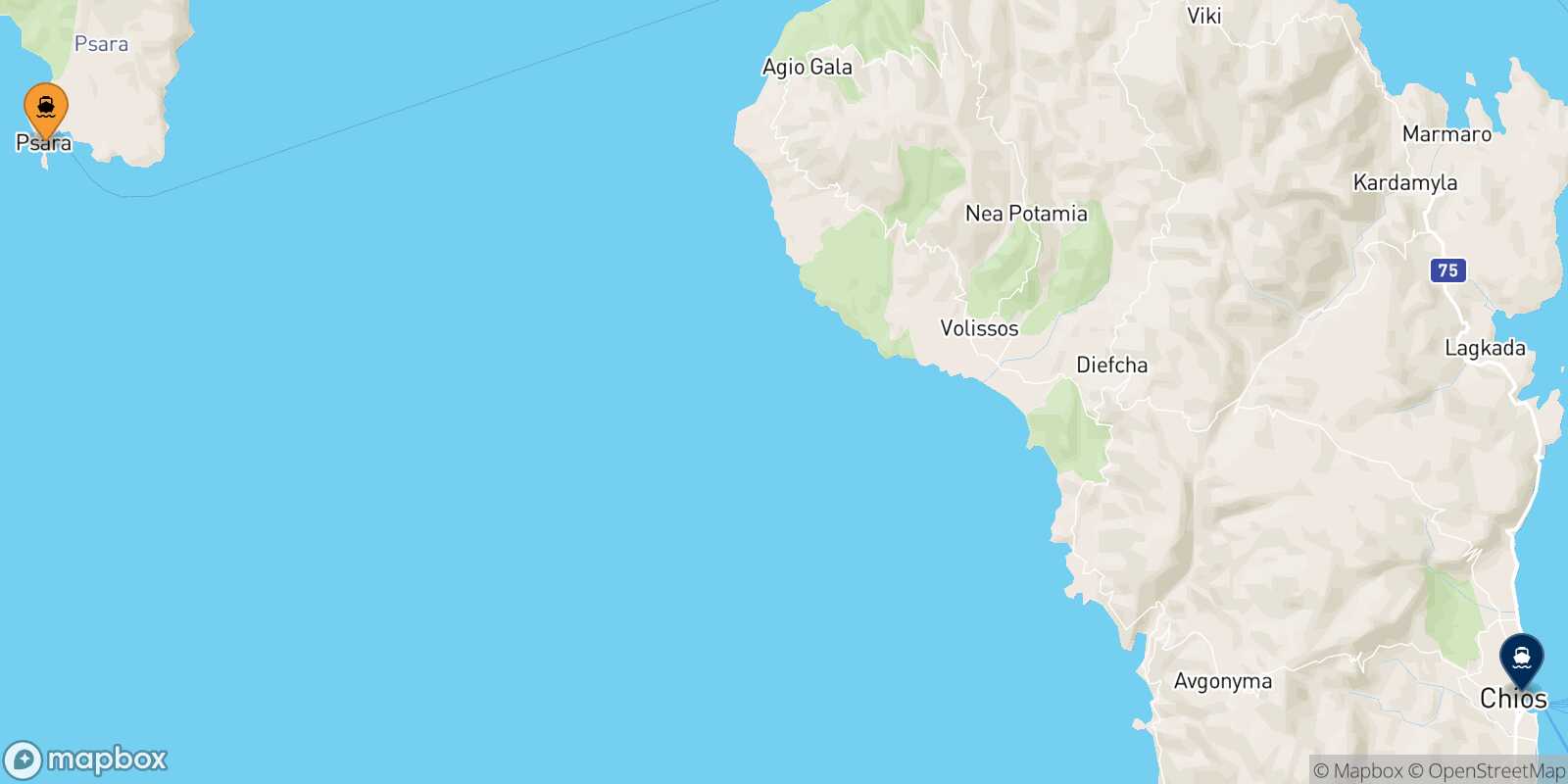 Carte des traverséesPsara Chios