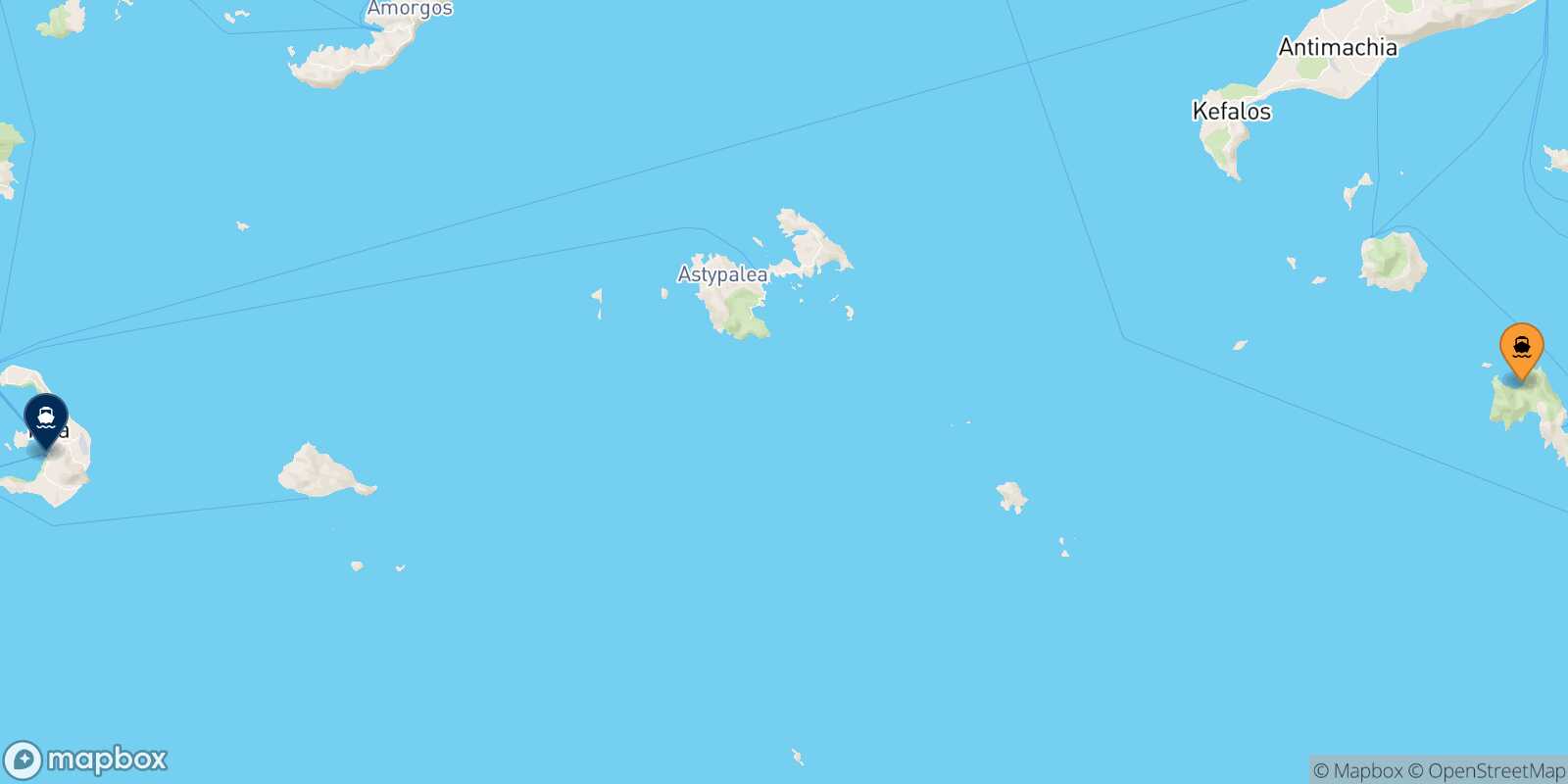 Carte des traverséesTilos Thera (Santorin)