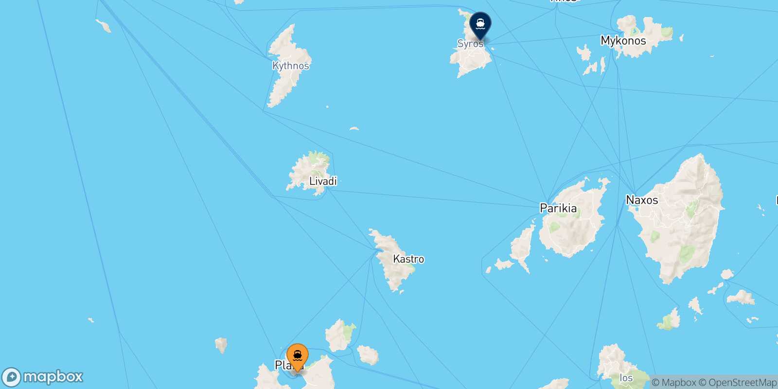 Carte des traverséesMilos Syros