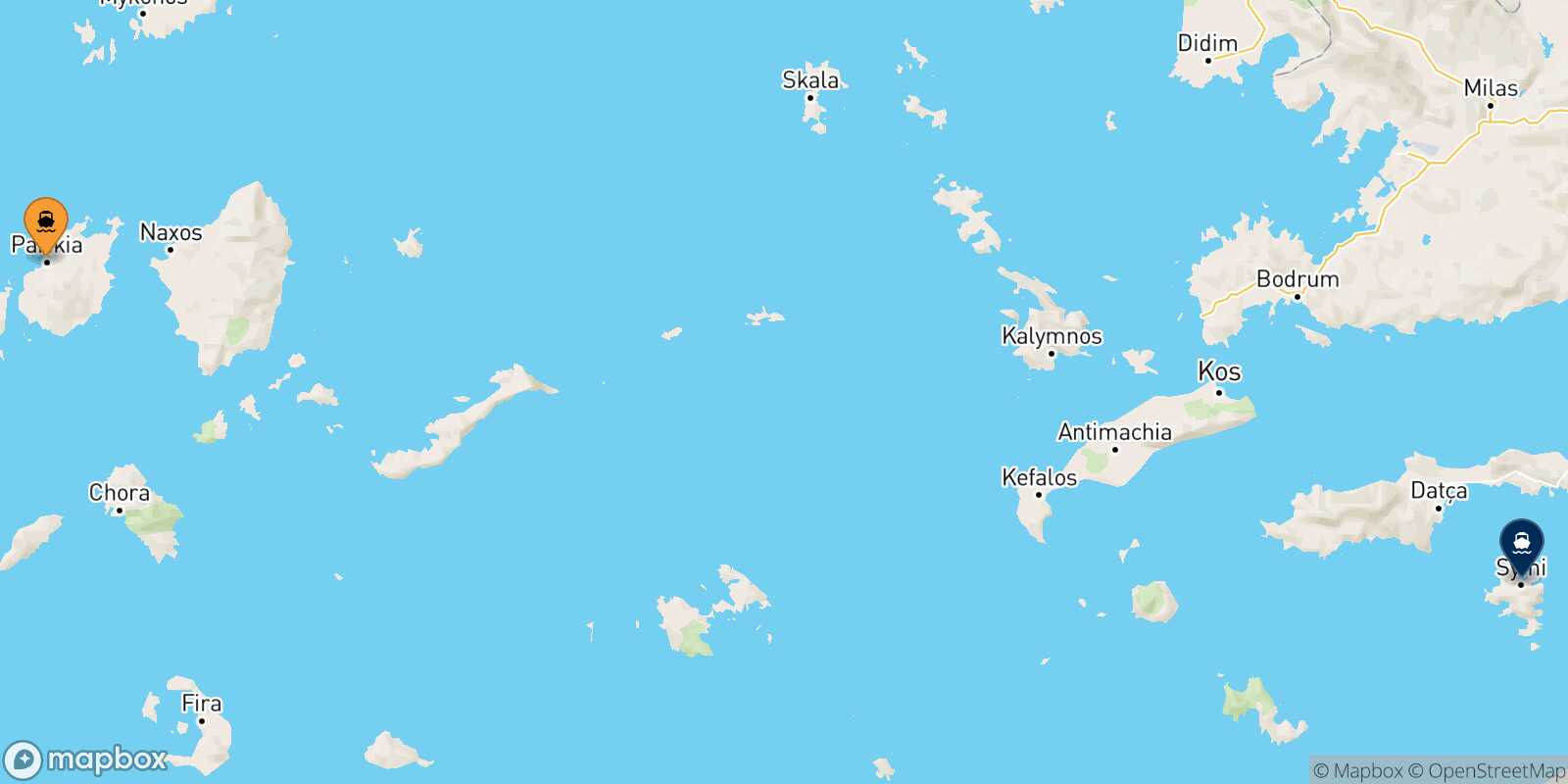 Carte des traverséesParos Symi