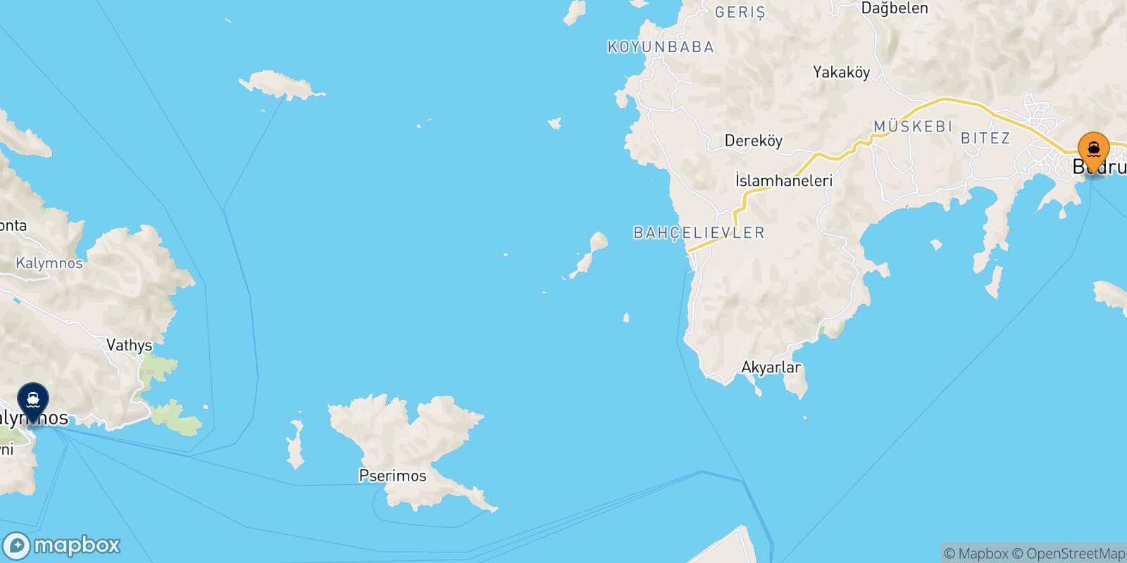 Carte des traverséesTurgutreis Kalymnos