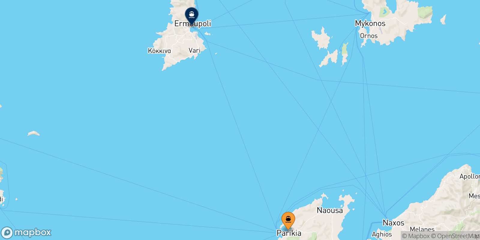 Carte des traverséesParos Syros