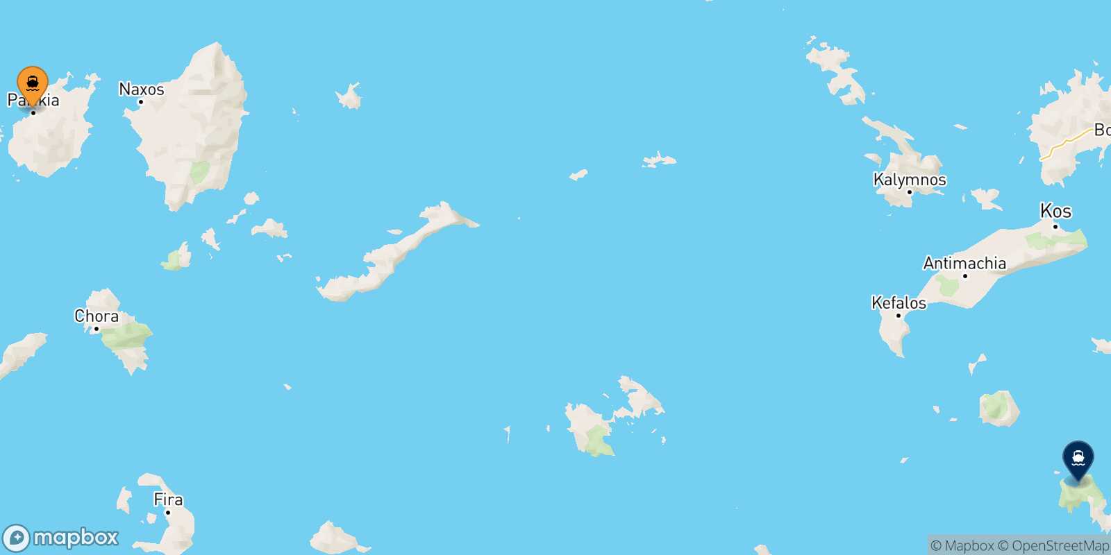 Carte des traverséesParos Tilos