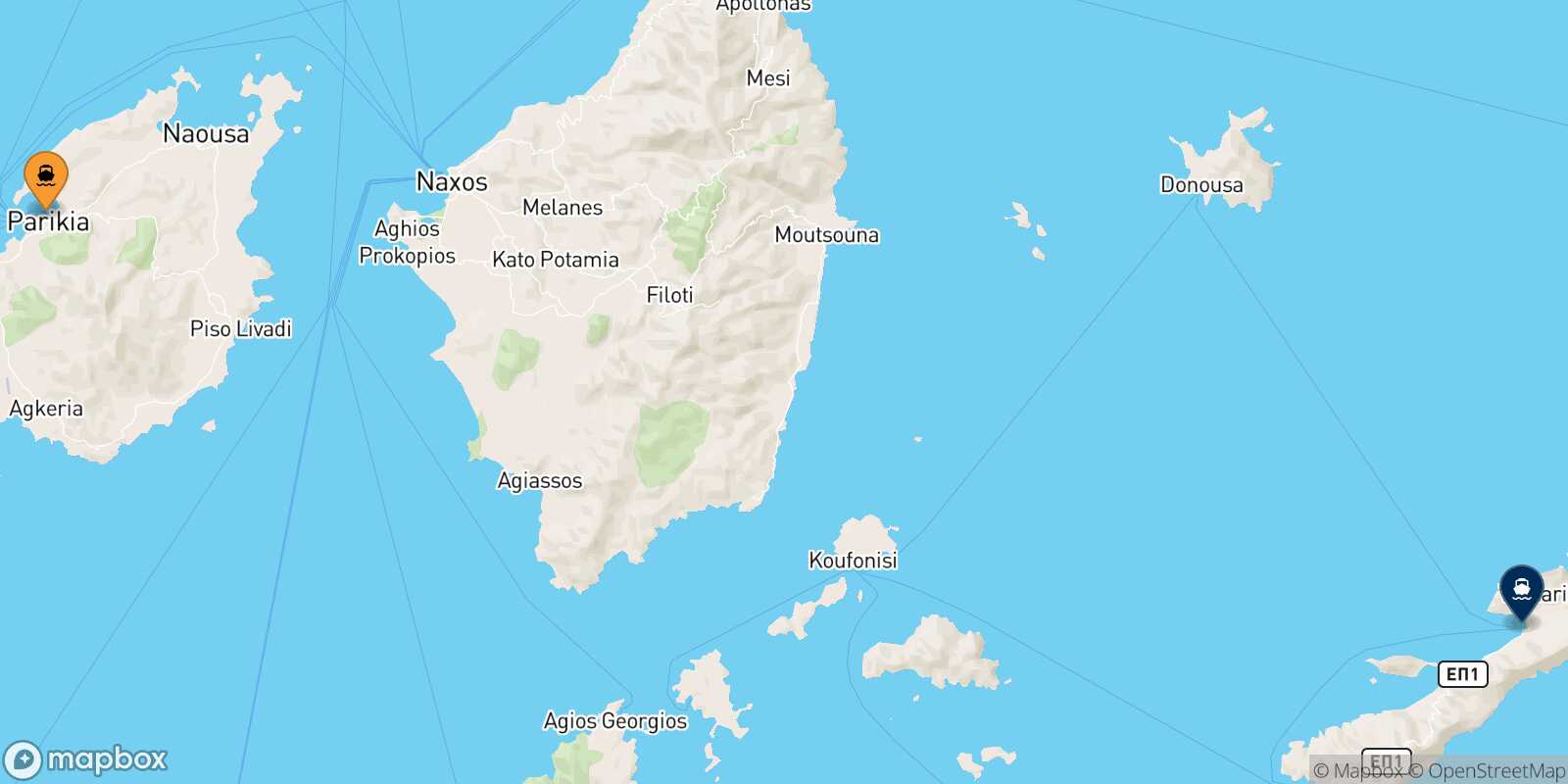 Carte des traverséesParos Aegiali (Amorgos)