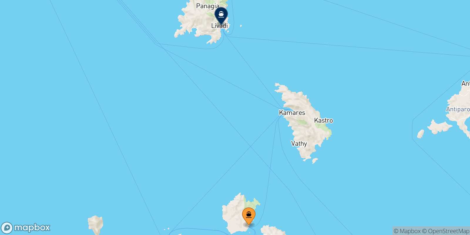 Carte des traverséesKimolos Sérifos