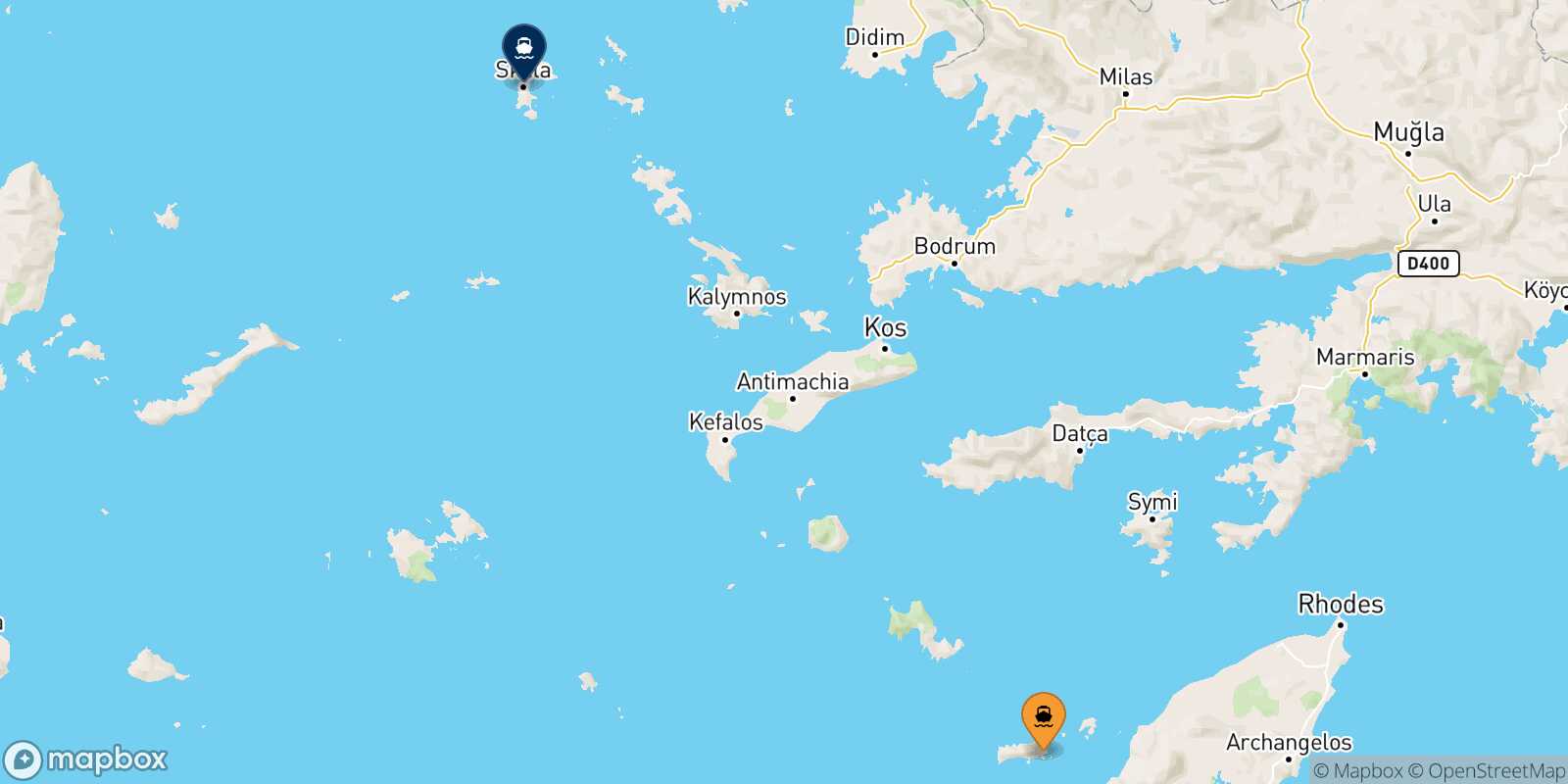 Carte des traverséesChalki Patmos