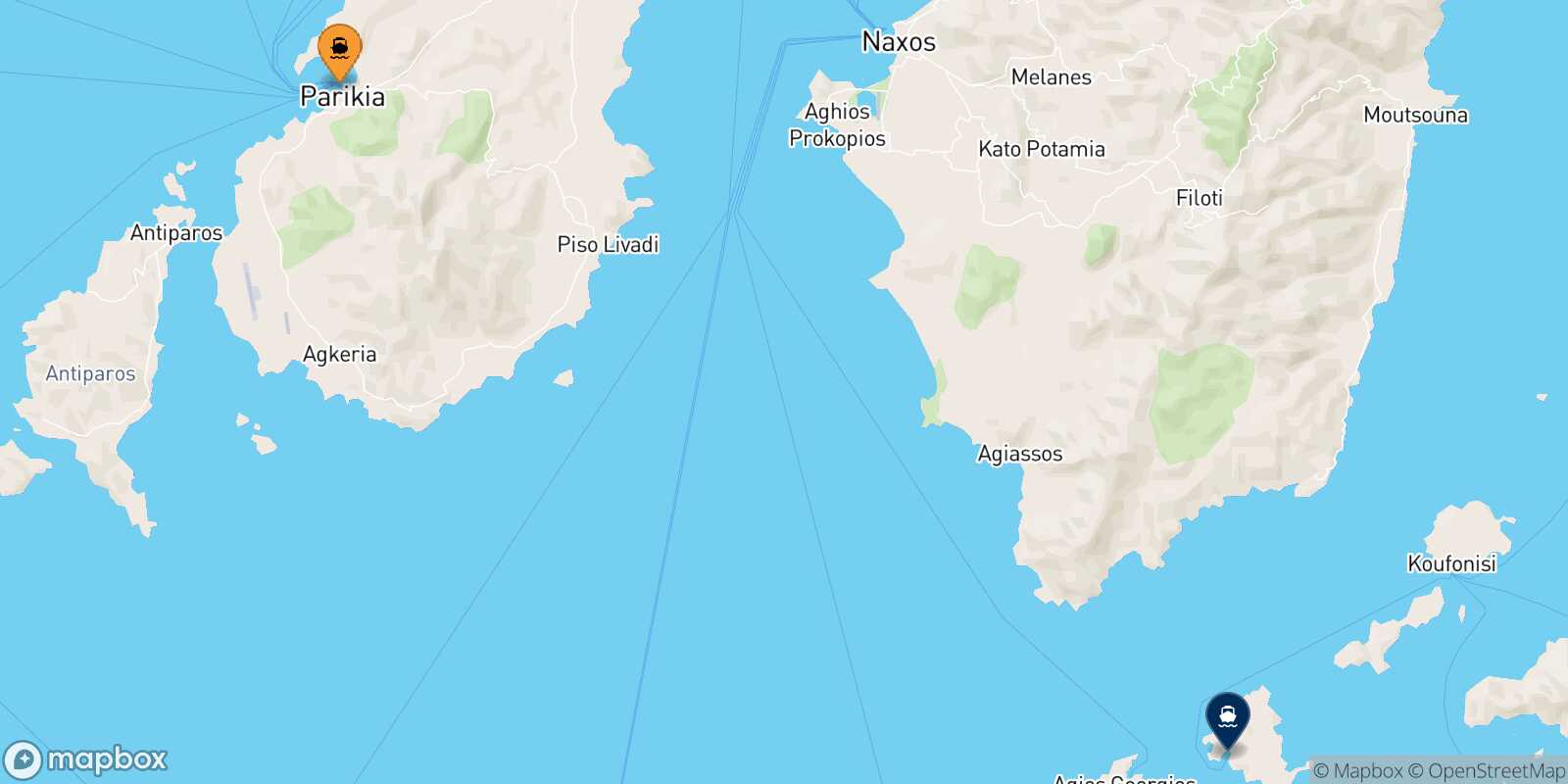Carte des traverséesParos Schinoussa