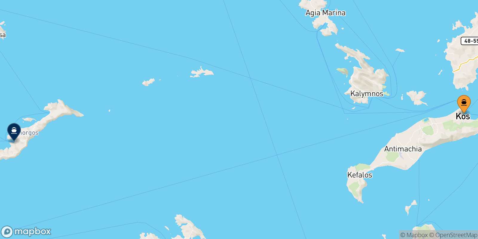 Carte des traverséesKos Katapola (Amorgos)