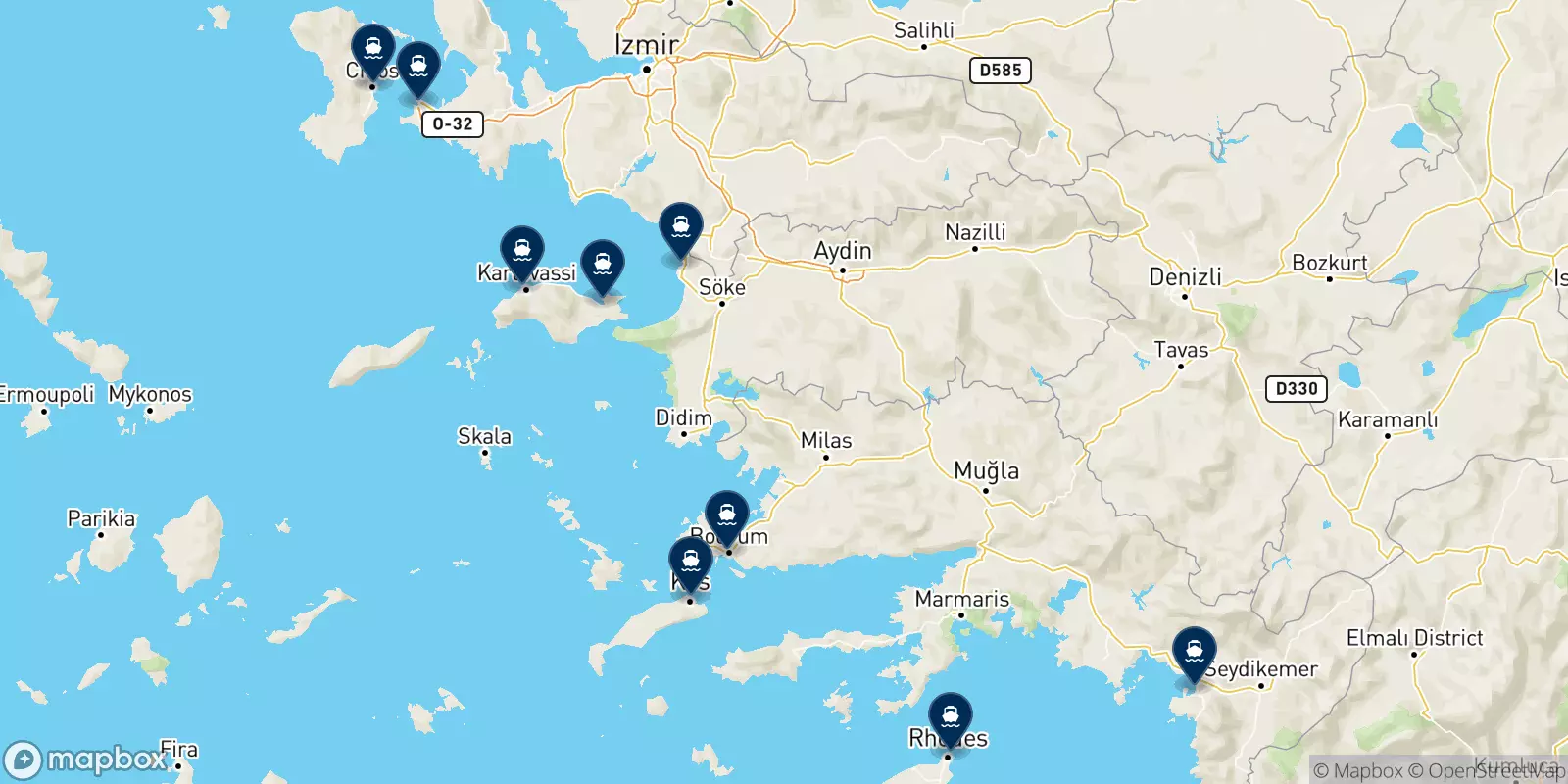 Carte des destinations Makri A.e.