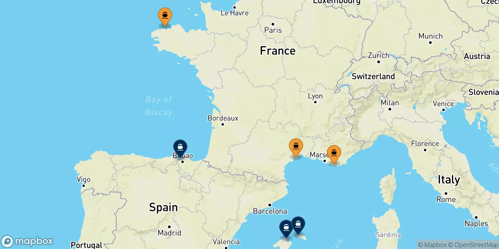 Ferry de la France pour l'Espagne