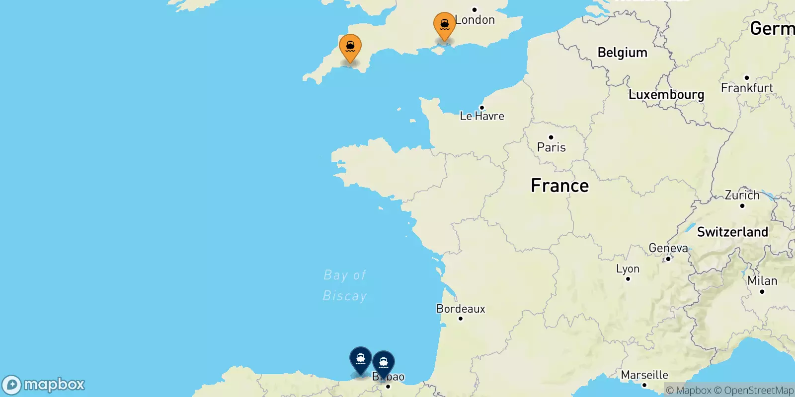 Ferry de l'Angleterre pour l'Espagne