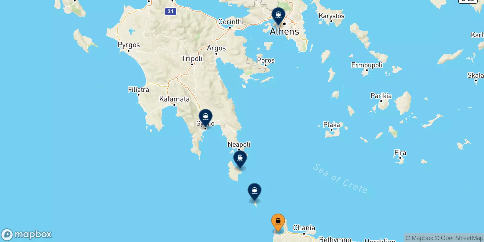 Ferry de Kissamos pour la Grèce