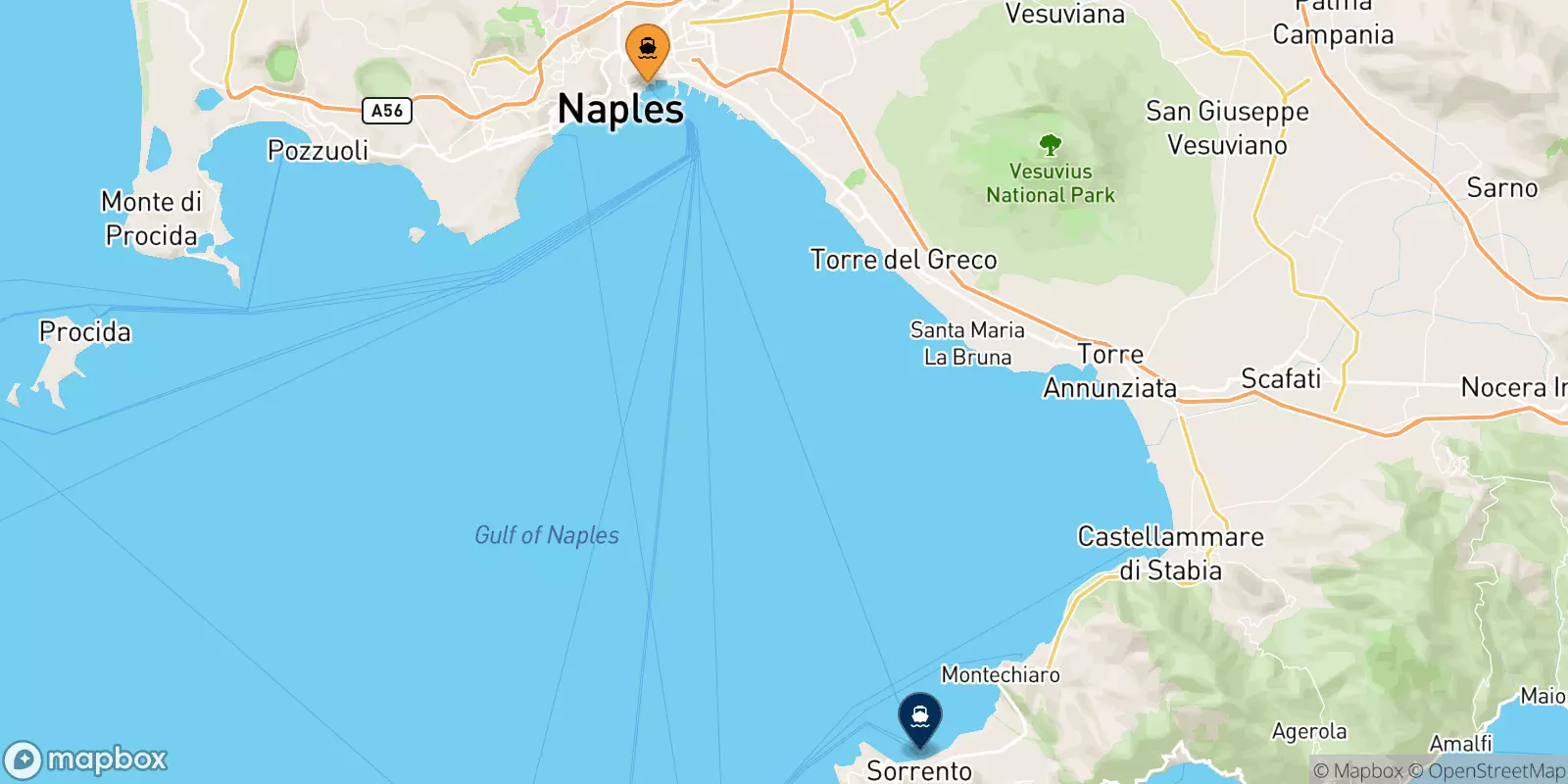 Ferry de Naples Beverello pour Sorrente