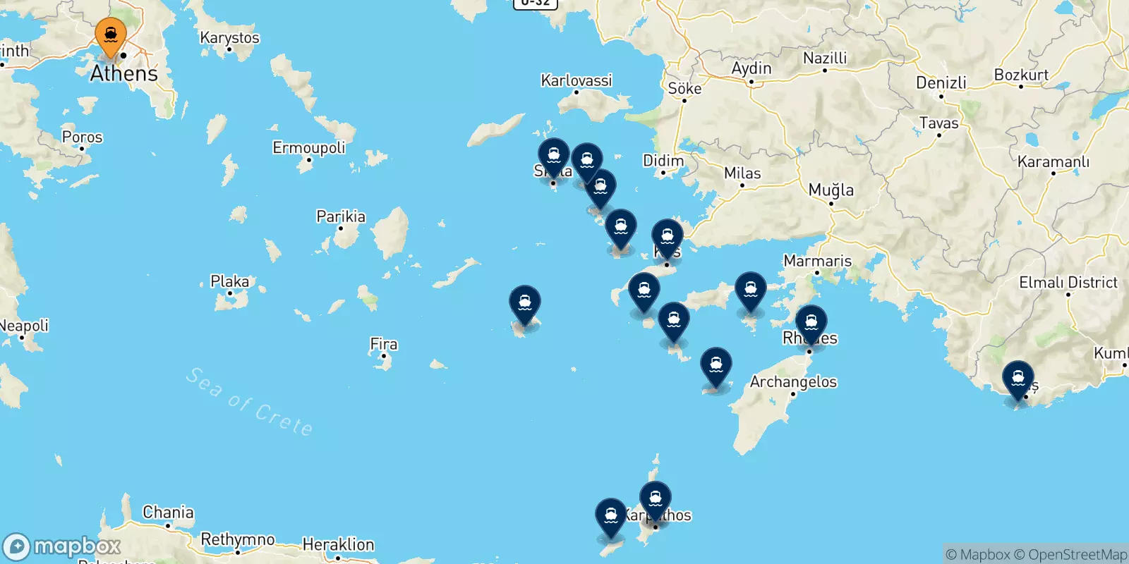 Ferry de Le Pirée pour Îles Du Dodécanèse