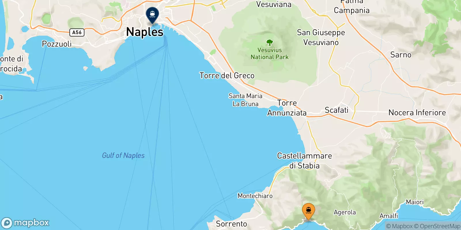 Ferry de Positano pour Naples Beverello