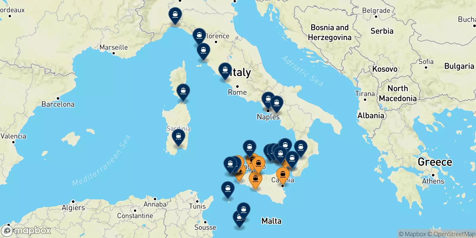 Ferry de la Sicile pour l'Italie