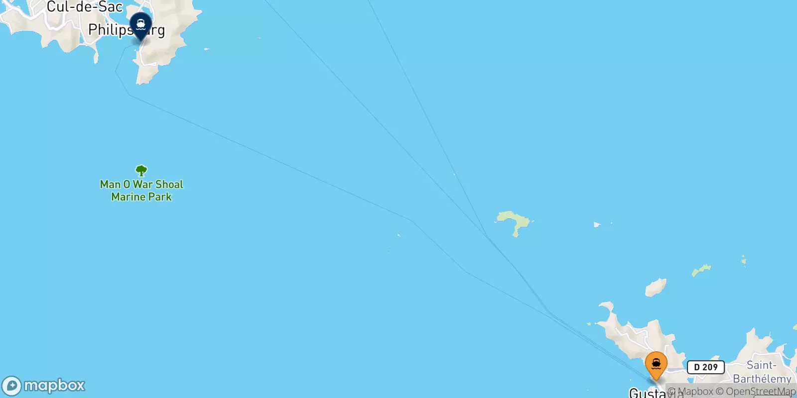 Ferry de Gustavia (Saint Barthélemy) pour Antilles Néerlandaises