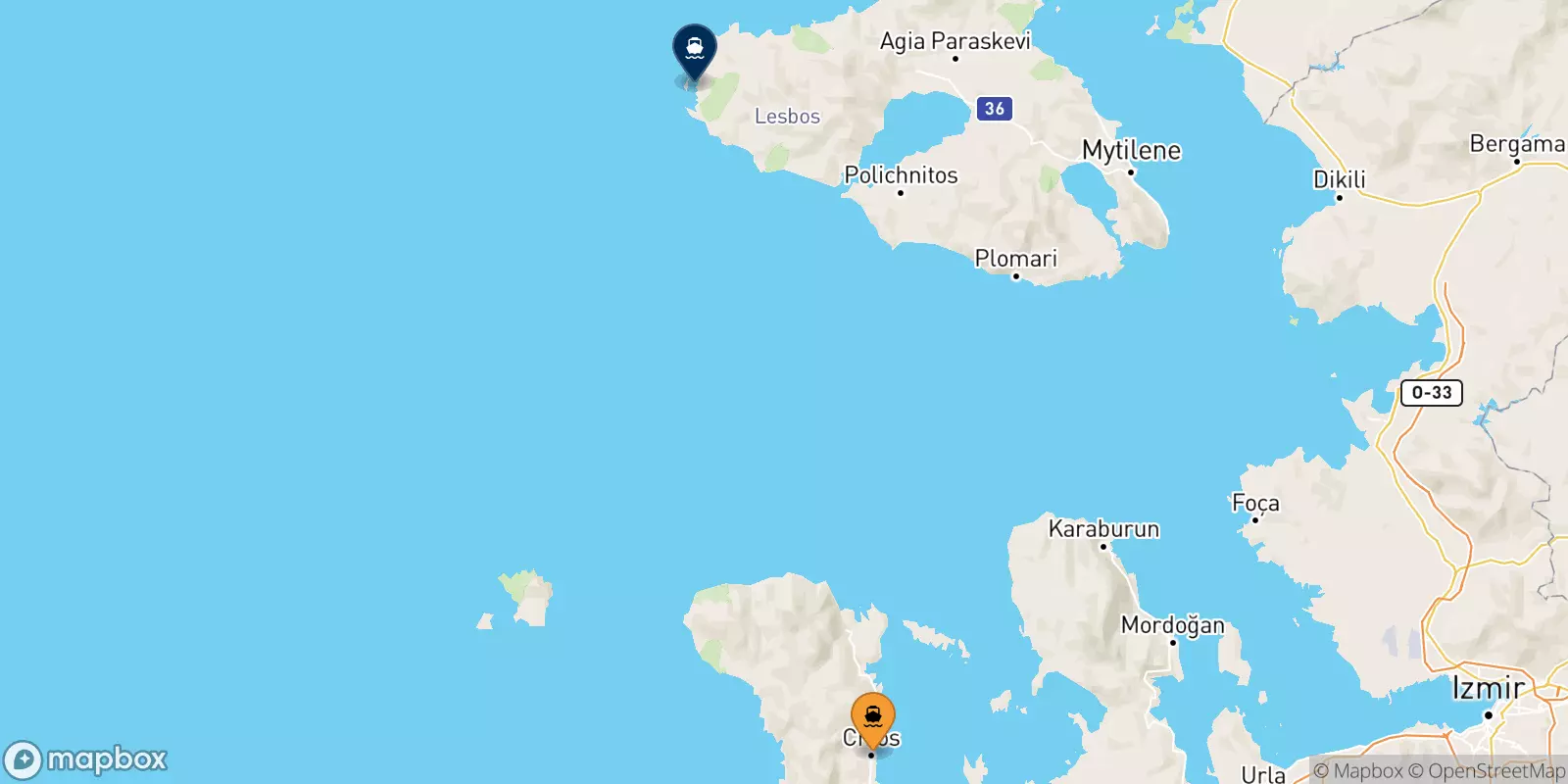 Ferry de Mesta Chios pour Sigri (Lesvos)