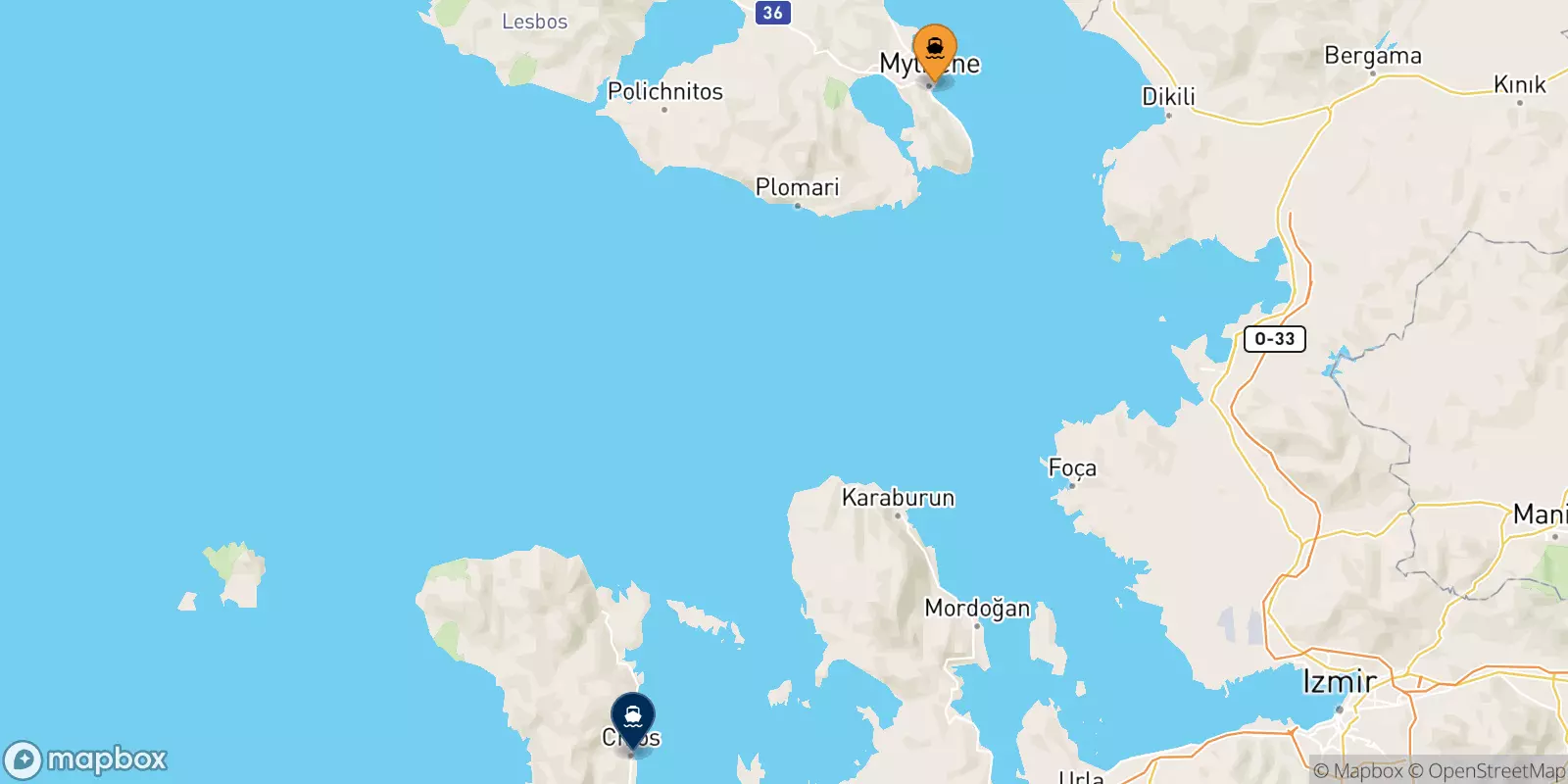 Ferry de Mytilène (Lesvos) pour Mesta Chios