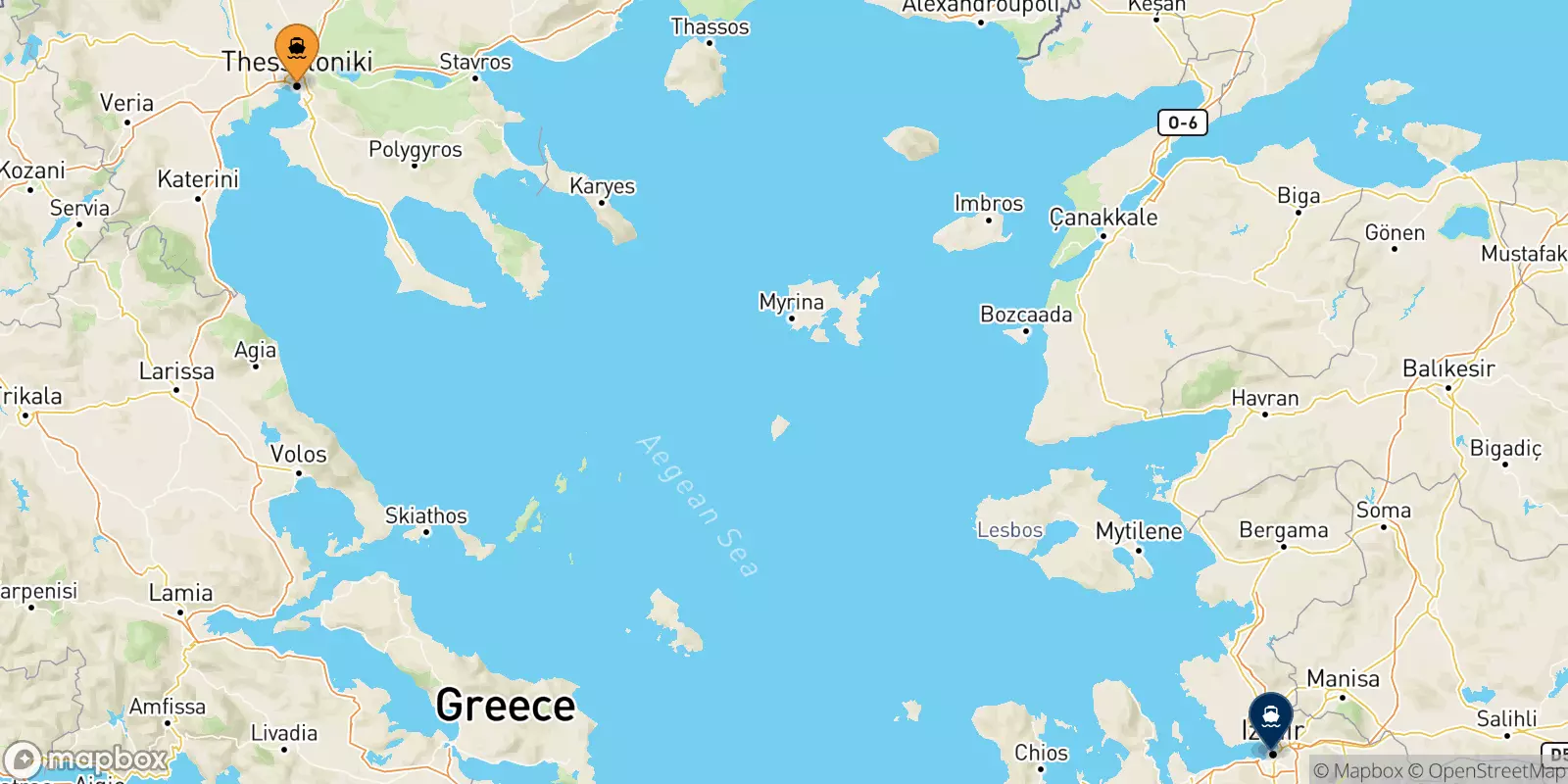 Ferry de la Grèce pour Izmir