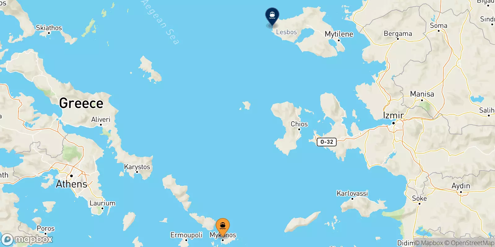 Ferry de Mykonos pour Sigri (Lesvos)