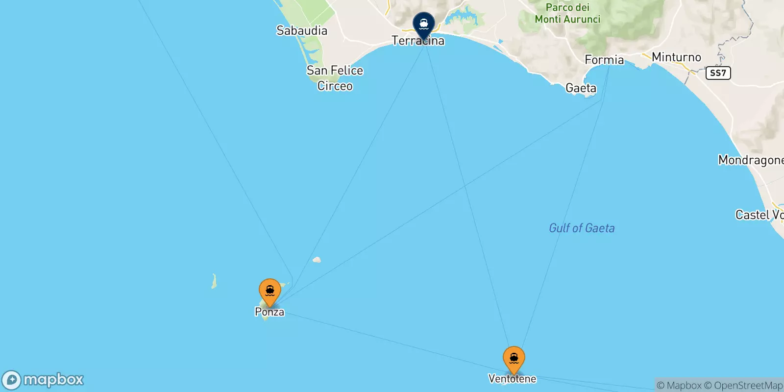 Ferry de Îles Pontines pour Terracina