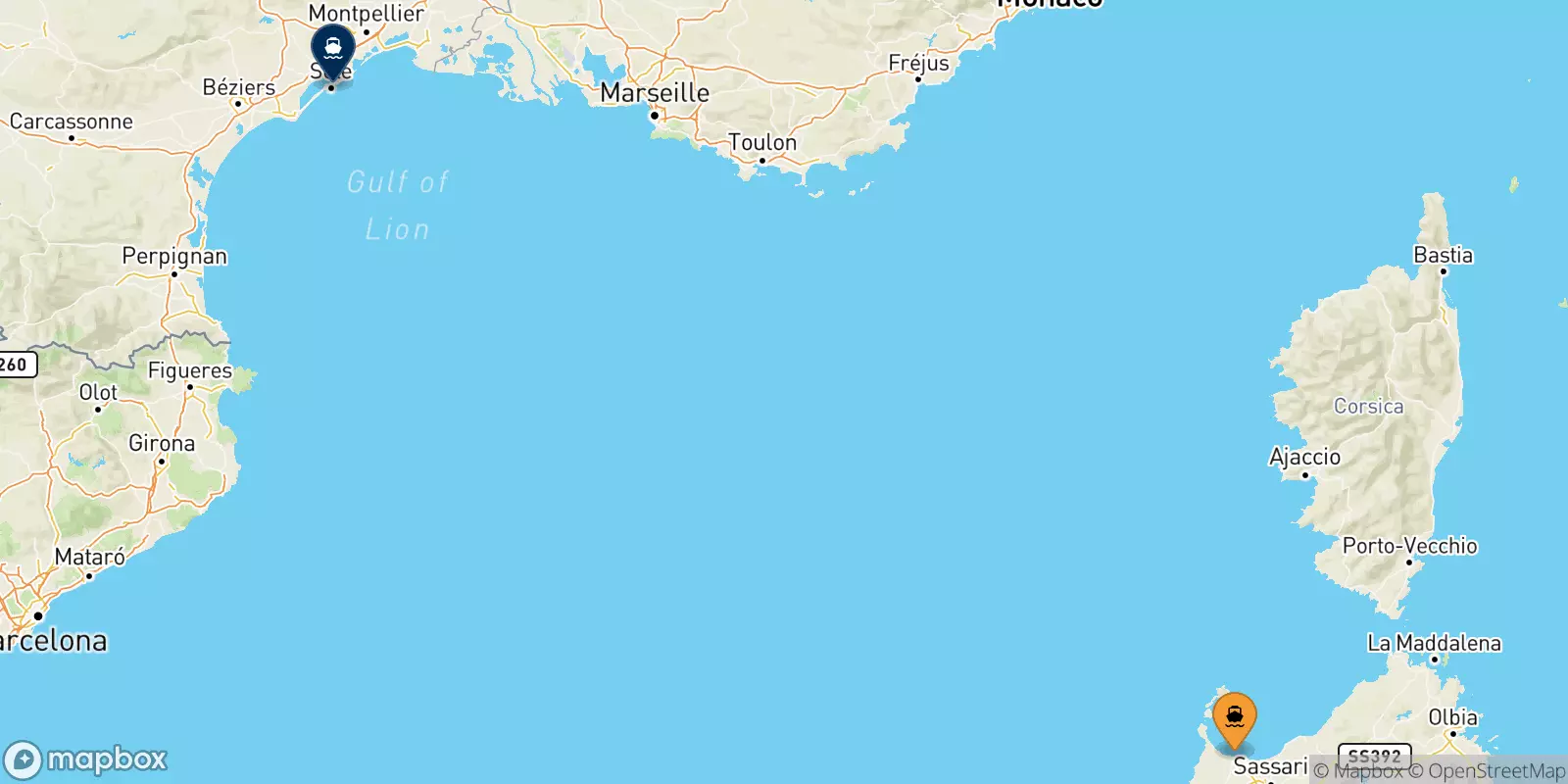 Ferry de l'Italie pour Sète