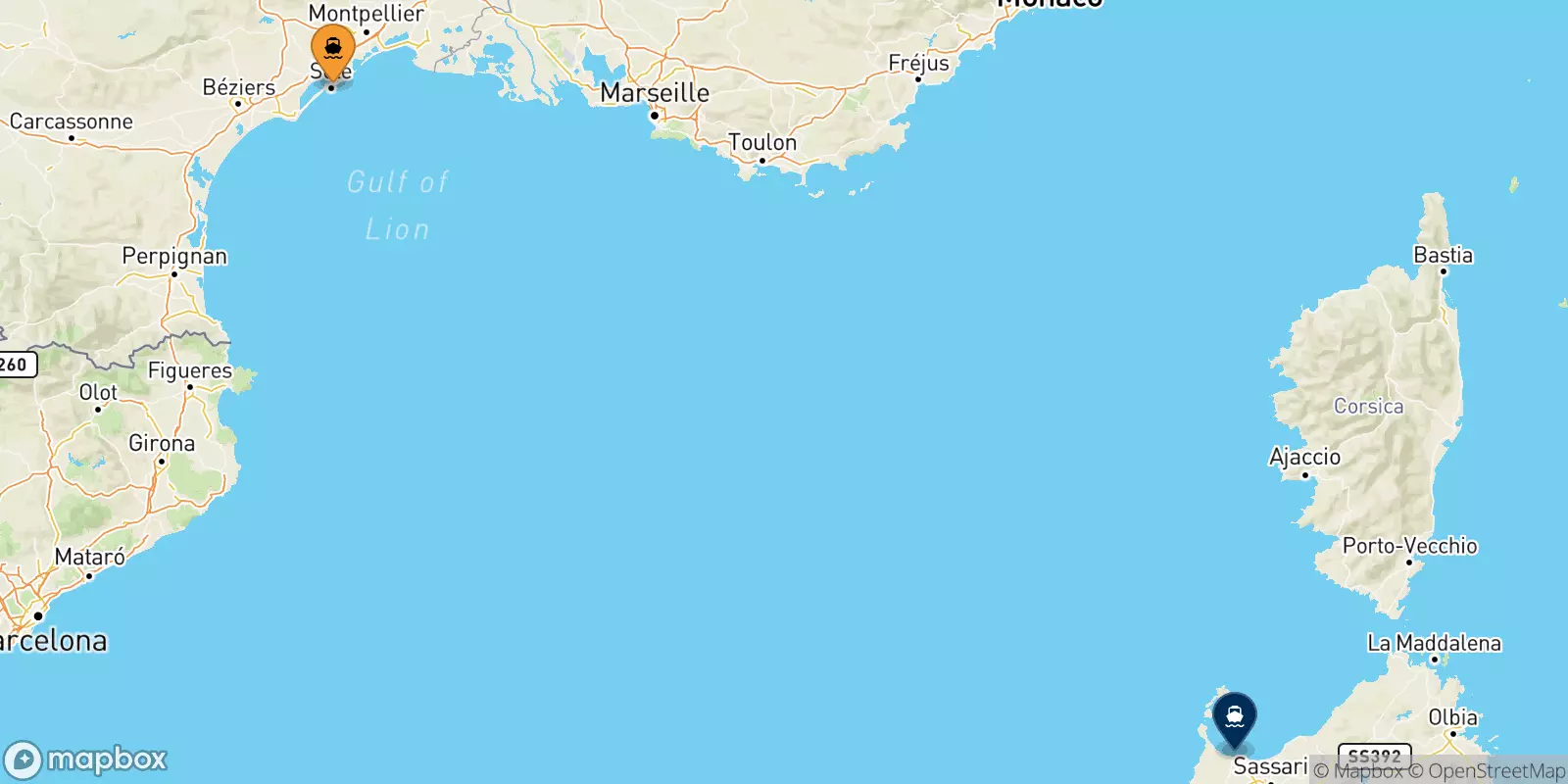 Ferry de Sète pour Porto Torres